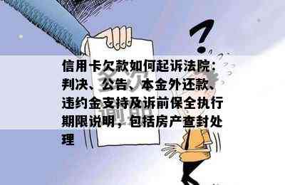 信用卡欠款如何起诉法院：判决、公告、本金外还款、违约金支持及诉前保全执行期限说明，包括房产查封处理