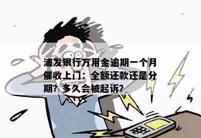 浦发银行万用金逾期一个月上门：全额还款还是分期？多久会被起诉？