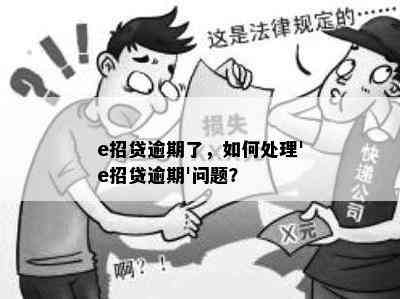 e招贷逾期了，如何处理'e招贷逾期'问题？