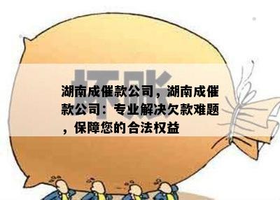 湖南成催款公司，湖南成催款公司：专业解决欠款难题，保障您的合法权益