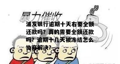 浦发银行逾期十天右要全额还款吗？真的需要全额还款吗？逾期十几天被冻结怎么协商解决？