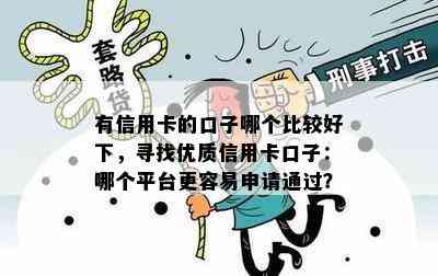 有信用卡的口子哪个比较好下，寻找优质信用卡口子：哪个平台更容易申请通过？