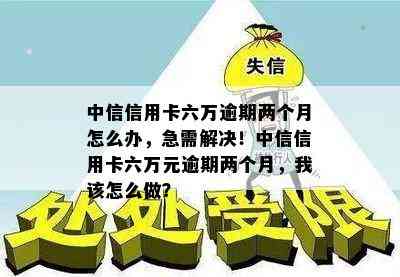 中信信用卡六万逾期两个月怎么办，急需解决！中信信用卡六万元逾期两个月，我该怎么做？