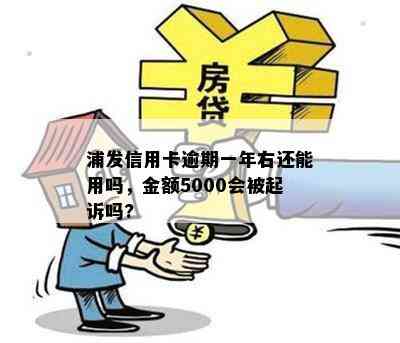 浦发信用卡逾期一年右还能用吗，金额5000会被起诉吗?