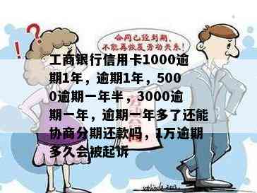 工商银行信用卡1000逾期1年，逾期1年，5000逾期一年半，3000逾期一年，逾期一年多了还能协商分期还款吗，1万逾期多久会被起诉