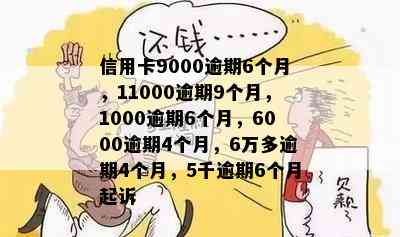 信用卡9000逾期6个月，11000逾期9个月，1000逾期6个月，6000逾期4个月，6万多逾期4个月，5千逾期6个月起诉