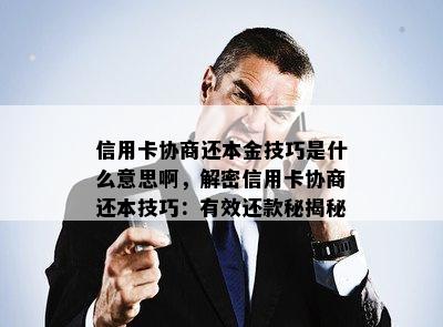 信用卡协商还本金技巧是什么意思啊，解密信用卡协商还本技巧：有效还款秘揭秘