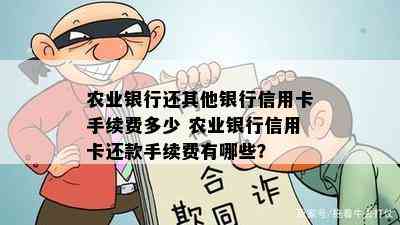 农业银行还其他银行信用卡手续费多少 农业银行信用卡还款手续费有哪些？