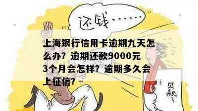 上海银行信用卡逾期九天怎么办？逾期还款9000元3个月会怎样？逾期多久会上？