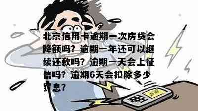 北京信用卡逾期一次房贷会降额吗？逾期一年还可以继续还款吗？逾期一天会上吗？逾期6天会扣除多少罚息？