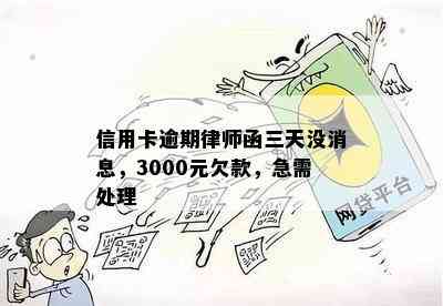 信用卡逾期律师函三天没消息，3000元欠款，急需处理