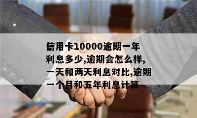 信用卡10000逾期一年利息多少,逾期会怎么样,一天和两天利息对比,逾期一个月和五年利息计算