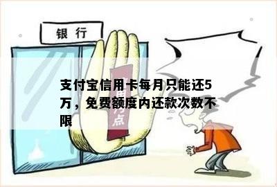 支付宝信用卡每月只能还5万，免费额度内还款次数不限