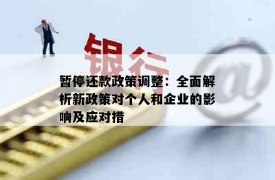 暂停还款政策调整：全面解析新政策对个人和企业的影响及应对措