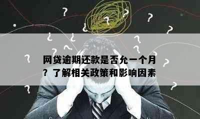 网贷逾期还款是否允一个月？了解相关政策和影响因素