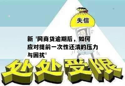 新 '网商贷逾期后，如何应对提前一次性还清的压力与困扰'