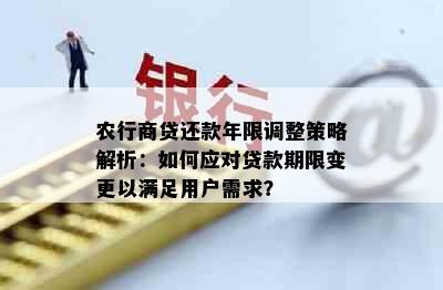 农行商贷还款年限调整策略解析：如何应对贷款期限变更以满足用户需求？