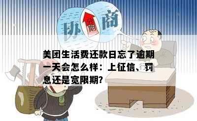 美团生活费还款日忘了逾期一天会怎么样：上、罚息还是宽限期？