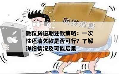 微粒贷逾期还款策略：一次性还清欠款是否可行？了解详细情况及可能后果