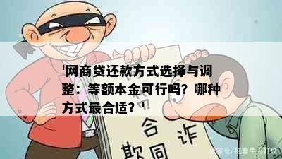 '网商贷还款方式选择与调整：等额本金可行吗？哪种方式最合适？'