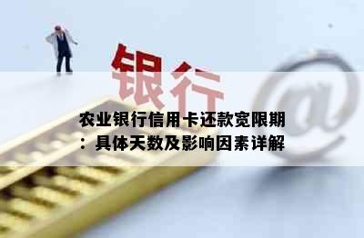 农业银行信用卡还款宽限期：具体天数及影响因素详解