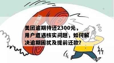 美团逾期待还2300元，用户遭遇核实问题，如何解决逾期困扰及提前还款？