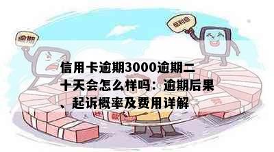 信用卡逾期3000逾期二十天会怎么样吗：逾期后果、起诉概率及费用详解