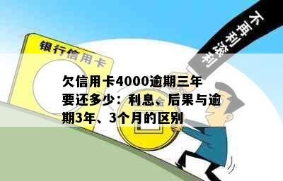 欠信用卡4000逾期三年要还多少：利息、后果与逾期3年、3个月的区别