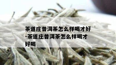 茶道庄普洱茶怎么样喝才好-茶道庄普洱茶怎么样喝才好喝