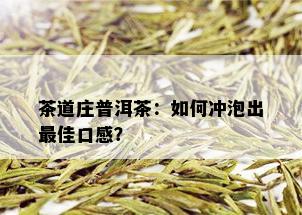 茶道庄普洱茶：如何冲泡出更佳口感？