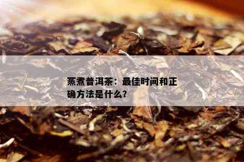 蒸煮普洱茶：更佳时间和正确方法是什么？