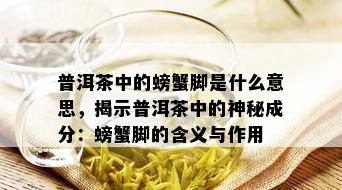 普洱茶中的螃蟹脚是什么意思，揭示普洱茶中的神秘成分：螃蟹脚的含义与作用