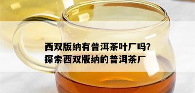 西双版纳有普洱茶叶厂吗？探索西双版纳的普洱茶厂