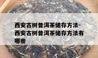 西安古树普洱茶储存方法-西安古树普洱茶储存方法有哪些