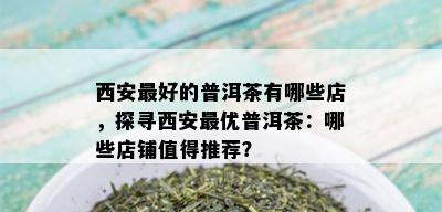 西安更好的普洱茶有哪些店，探寻西安更优普洱茶：哪些店铺值得推荐？