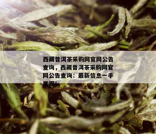  *** 普洱茶采购网官网公告查询， *** 普洱茶采购网官网公告查询：最新信息一手掌握！