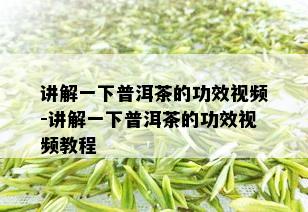 讲解一下普洱茶的功效视频-讲解一下普洱茶的功效视频教程