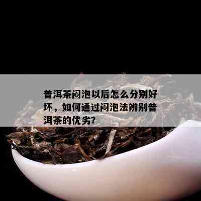 普洱茶闷泡以后怎么分别好坏，如何通过闷泡法辨别普洱茶的优劣？