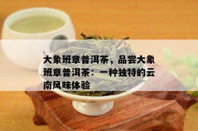 大象班章普洱茶，品尝大象班章普洱茶：一种独特的云南风味体验