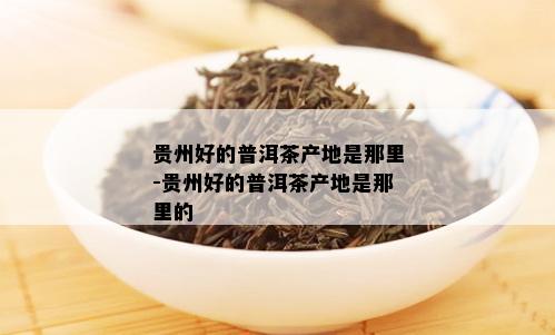 贵州好的普洱茶产地是那里-贵州好的普洱茶产地是那里的