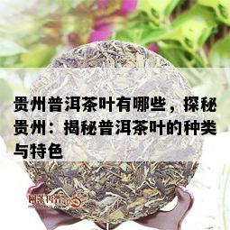 贵州普洱茶叶有哪些，探秘贵州：揭秘普洱茶叶的种类与特色