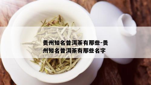 贵州知名普洱茶有那些-贵州知名普洱茶有那些名字