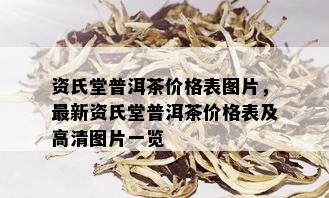 资氏堂普洱茶价格表图片，最新资氏堂普洱茶价格表及高清图片一览