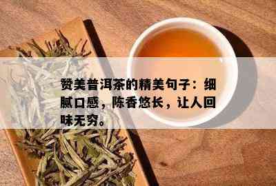 赞美普洱茶的精美句子：细腻口感，陈香悠长，让人回味无穷。