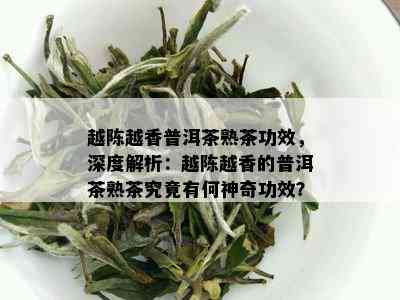 越陈越香普洱茶熟茶功效，深度解析：越陈越香的普洱茶熟茶究竟有何神奇功效？