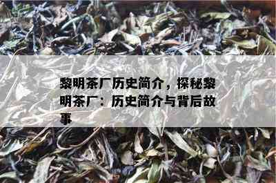 黎明茶厂历史简介，探秘黎明茶厂：历史简介与背后故事