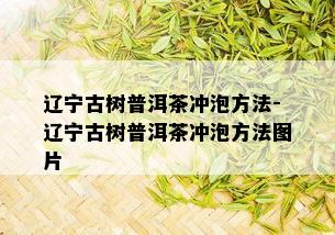 辽宁古树普洱茶冲泡方法-辽宁古树普洱茶冲泡方法图片