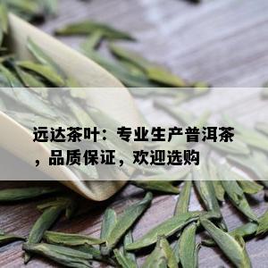 远达茶叶：专业生产普洱茶，品质保证，欢迎选购