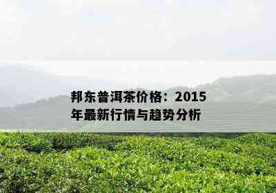 邦东普洱茶价格：2015年最新行情与趋势分析