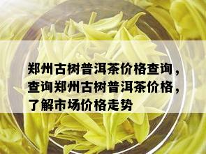 郑州古树普洱茶价格查询，查询郑州古树普洱茶价格，了解市场价格走势